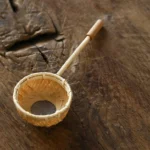 handmade bamboo weaving tea strainer spoon with fine metal mesh for tea filtering