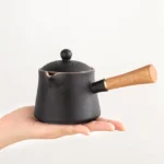 handmade 7.1oz chinese ceramic teapot with detachable wood handle built-in filter