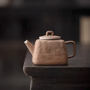 handmade chinese old clay teapot with 999 silver accent rustic pottery gongfu tea pot