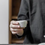 top view of handmade wabi-sabi chinese tea cup ceramic pinming cup