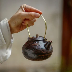 handmade chinese teapot with ceramic tea warmer stove full set view