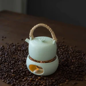 Handmade chinese teapot with candle warming stove full set