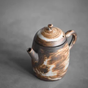 side view of handmade chinese wabi-sabi ceramic chinese teapot 3.7oz