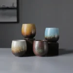 handmade glazed chinese tea cup 6.7oz rustic ceramic teacup full view