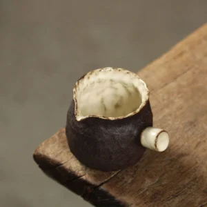 handmade ceramic gong dao bei mini rustic tea pitcher from jingdezhen main view
