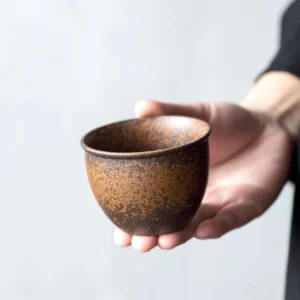 handmade iron rust glaze chinese tea cup 5oz rustic ceramic