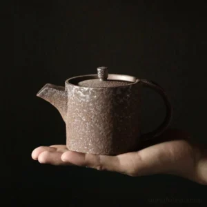 full side view of handmade rust glaze chinese teapot ceramic teapot 7.1oz