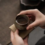 handmade rustic chinese tea cup ceramic gongfu tasting cup full view