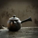 handmade rustic chinese teapot side handle ceramic 6.8oz full view