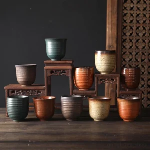 handmade traditional chinese clay tea cup rustic ceramic 6.7oz size reference