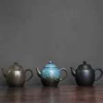 handmade vintage retro glazed chinese teapot with built-in infuser main product view