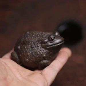 handmade zisha toad tea pet lucky fortune ornament front view
