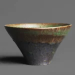 Handmade iron rust glaze chawan style a side view unique ceramic tea cup