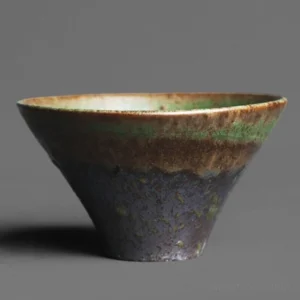 Handmade iron rust glaze chawan style a side view unique ceramic tea cup