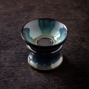 handcrafted jian ware starry sky kiln transformation ceramic tea strainer main view