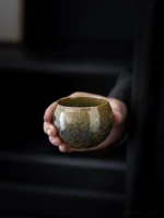 Handmade Jian Zhan Chinese tea cup 5oz with kiln changed glaze side view