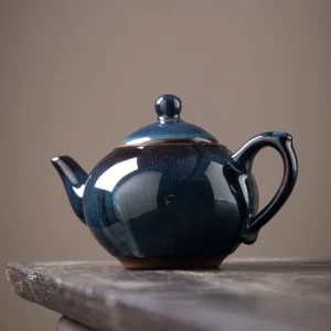 handmade deep blue jian zhan chinese teapot 8.1oz product main view