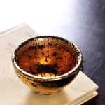handcrafted jian zhan gold oil spot chawan authentic chinese ceramic tea bowl