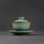 jun-kiln peacock green gaiwan set full product view