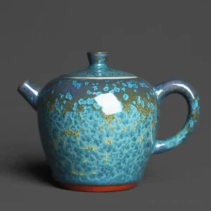 handmade jun kiln turquoise blue chinese teapot main view