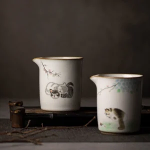 kawaii cat ceramic gong dao bei 10.1oz chinese tea pitcher collection