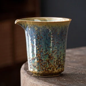 handmade kiln transformed gong dao bei ceramic fairness cup tea pitcher side view