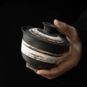 large handcrafted textured ceramic gaiwan 6.8oz main product view