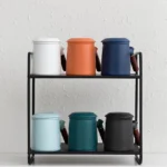 large ceramic tea mug with infuser and lid open product main view