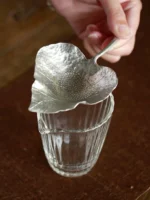 handmade leaf shaped tin tea strainer for loose leaf tea