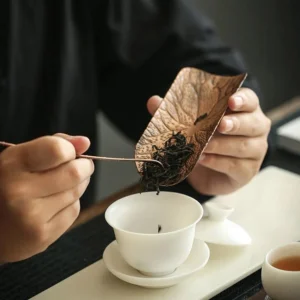 Full set of lotus leaf pattern alloy tea scoop and tea spoon