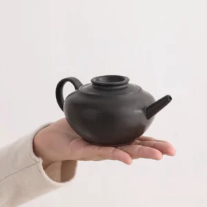 matte black handcrafted chinese ceramic teapot 6.8oz full product view