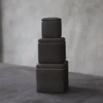 matte dark ceramic square loose leaf tea canister full set