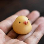 mini cute yellow duck tea pet handmade yixing purple clay tea pet