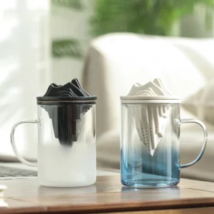 mountain shape glass tea mug with infuser main product view