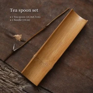 handcrafted natural bamboo tea scoop and tea needle set full view