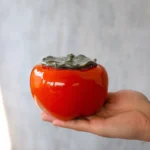 Persimmon shaped ceramic tea canister main product view, 15.2oz airtight loose leaf tea storage