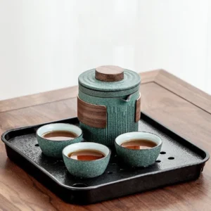 full complete portable ceramic gongfu travel tea set with storage bag