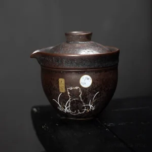 portable ceramic gongfu travel tea set 4.1oz with carrying bag full set view