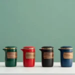 full open view of portable ceramic kung fu travel tea set with teapot three teacups and travel bag