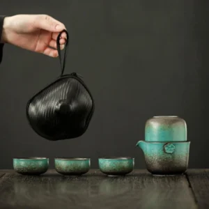 Complete portable ceramic kung fu travel tea set full unboxed display