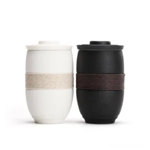 portable ceramic tea mug with infuser and lid 9.9oz