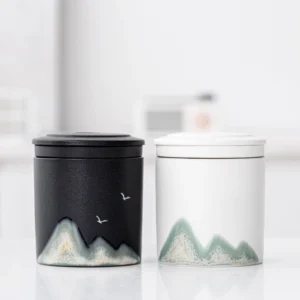 portable ceramic travel tea mug with strainer full set with storage bag