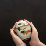 portable hand painted ceramic travel gaiwan tea set with carry bag