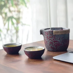 portable ceramic travel kung fu tea set on office desk