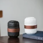 portable ceramic travel gongfu tea set 7.6oz full set with cloth bag