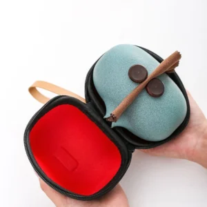 portable ceramic travel tea set with carrying case closed view