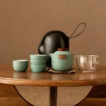 full set of 5.9oz portable ceramic travel tea set with hard carrying case