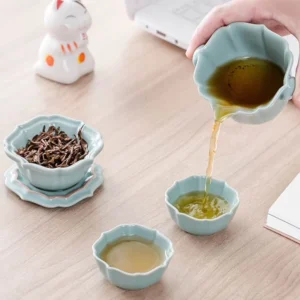 portable ceramic travel tea set complete with gaiwan teacups and carry bag