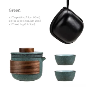 portable ceramic travel gongfu tea set green variant with carrying case