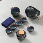 full unboxed set of 6.8oz portable chinese kung fu travel ceramic tea set